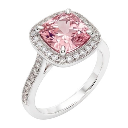 Cushion Cut Pink Sapphire Ring