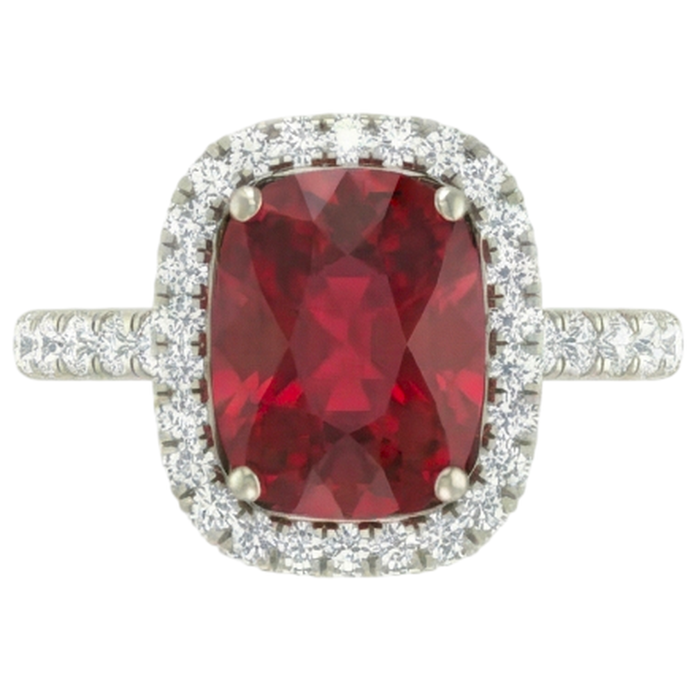 natural round ruby 10.75ct ring front view