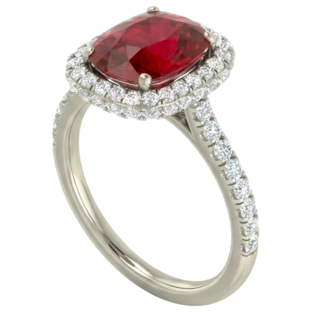 natural round ruby 10.75ct ring close up detail