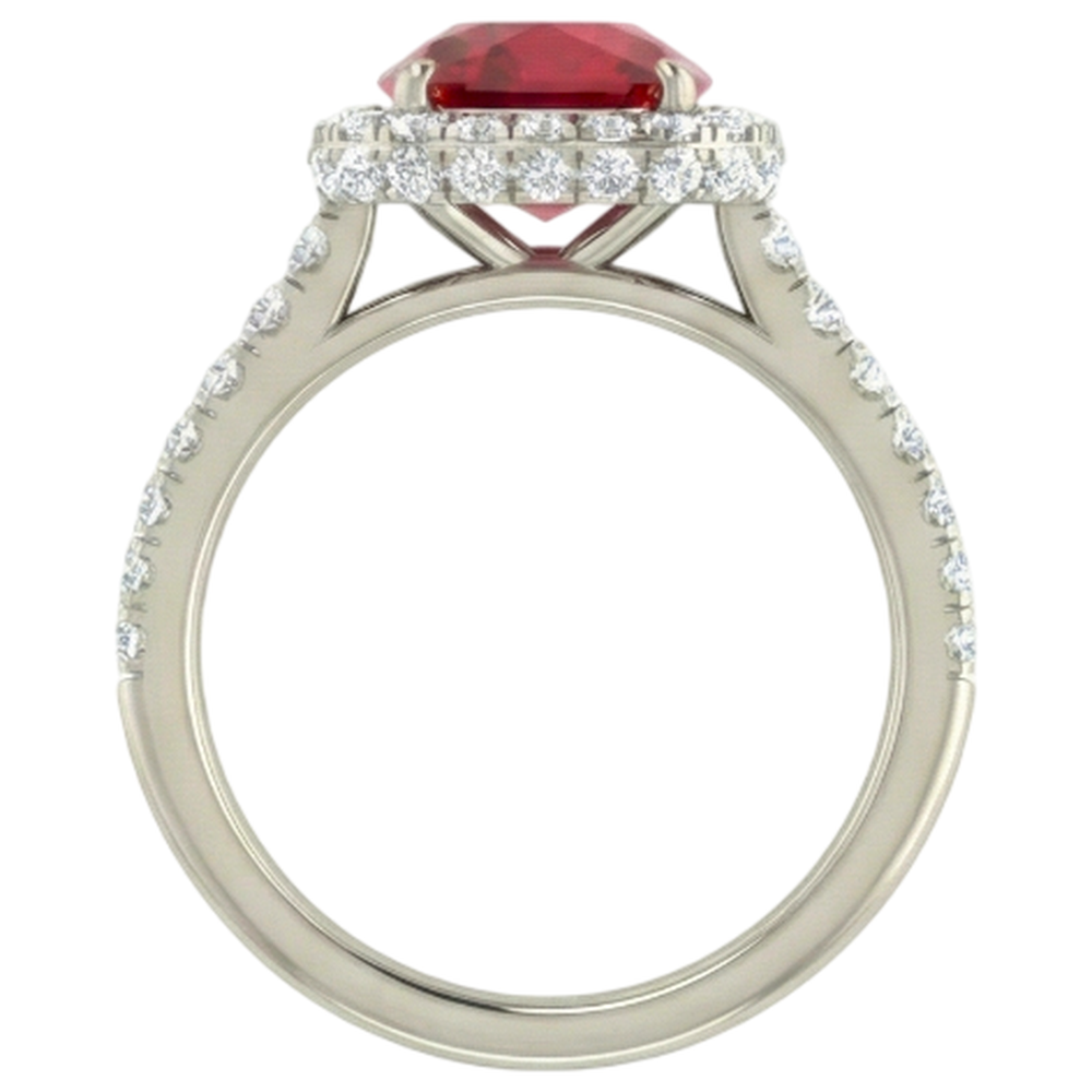 natural round ruby 10.75ct ring profile view
