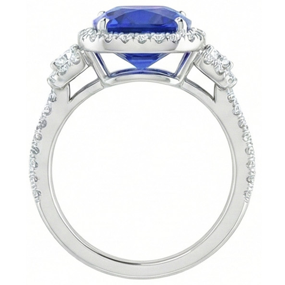 natural round sapphire 5ct ring profile view