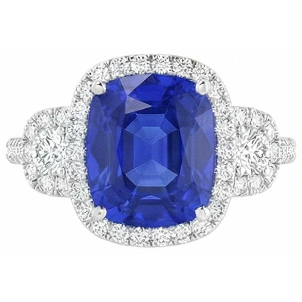 natural round sapphire 5ct ring side angle