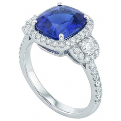 Natural Sapphire Ring 5ct - White Gold 14K