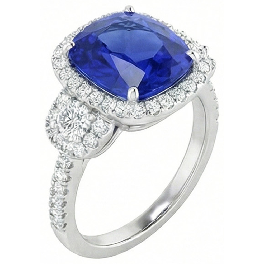 natural round sapphire 5ct ring close up detail