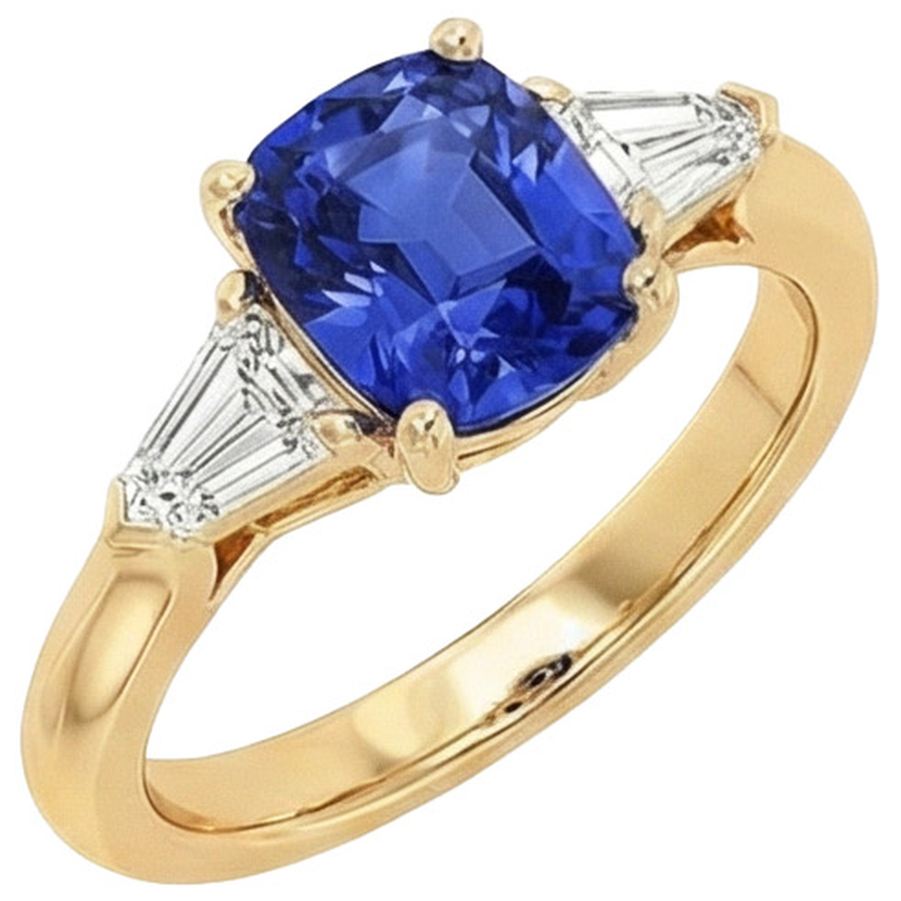 natural cushion sapphire 9.50ct ring front view