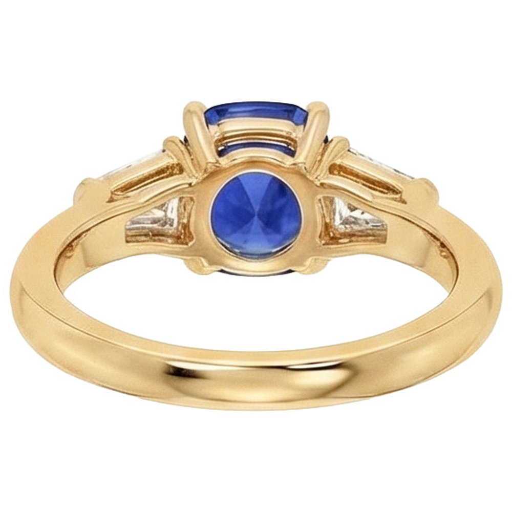 natural cushion sapphire 9.50ct ring profile view