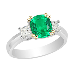 Genuine Fine Emerald Colored Stone Ring 3.50 ct – 14 Karat Two