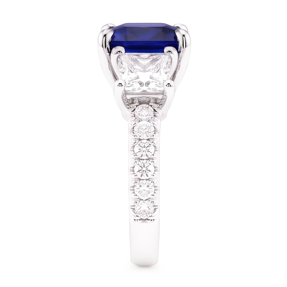 Cushion Gemstone Blue Sapphire Ring Princess Natural Earth Mined Diamond ( Not Lab Grown )s 2.50 Carats