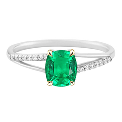 Two-Tone 14K Gold Precious Stone Ring with Emerald – 2 ct