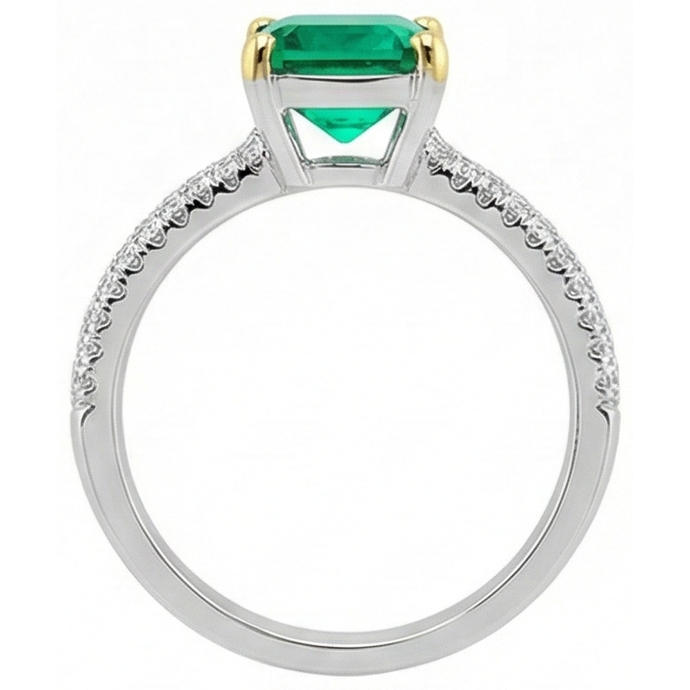 Handmade Emerald Precious Stone Ring 3.50 ct – profile view