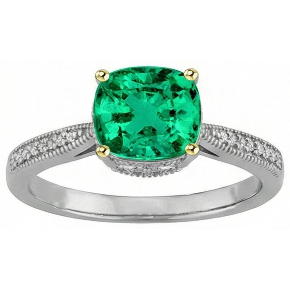 Natural Emerald Precious Stone Ring – front view