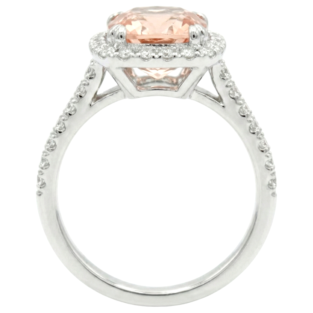 natural round morganite 27ct ring on white background