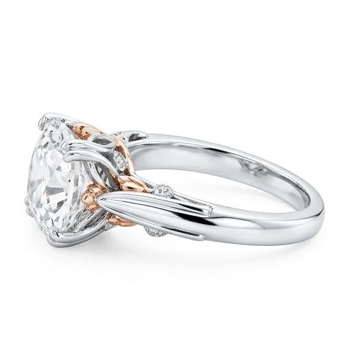 Cushion Natural Earth Mined Diamond Old Miner Ring Solitaire 1.50 Carats Filigree Two Tone