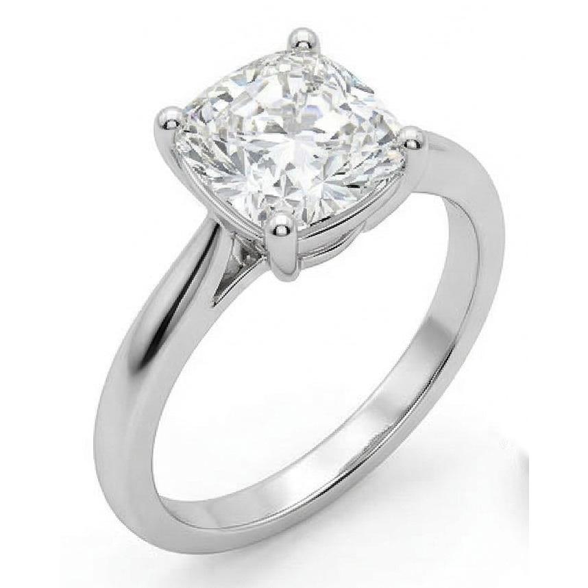 Cushion Natural Earth Mined Diamond ( Not Lab Grown ) Solitaire Ring
