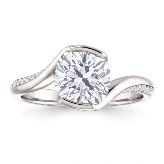 Cushion Real Natural Earth Mined Diamond ( Not Lab Grown )  Engagement Anniversary Ring 1.91 Carat White Gold 14K