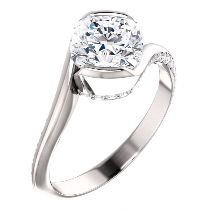 Cushion Real Natural Earth Mined Diamond ( Not Lab Grown )  Engagement Anniversary Ring 1.91 Carat White Gold 14K
