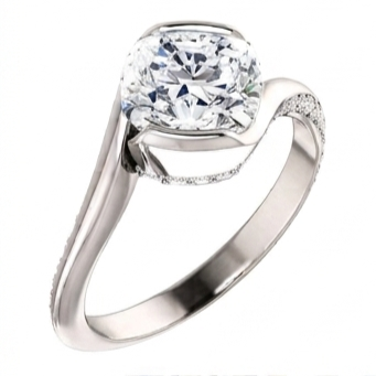 Cushion Real Natural Earth Mined Diamond ( Not Lab Grown )  Engagement Anniversary Ring 1.91 Carat White Gold 14K