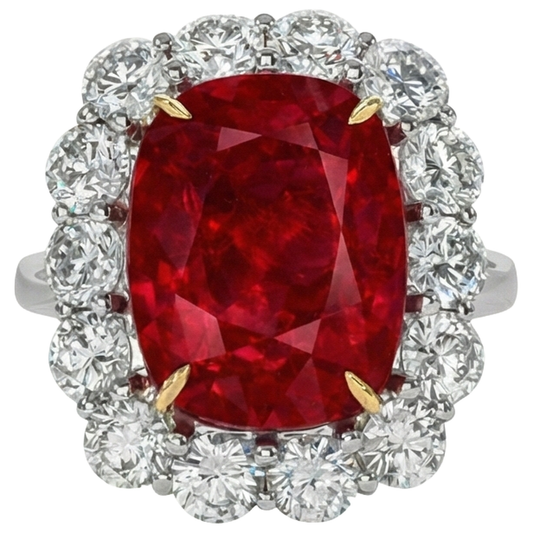 natural round ruby 7ct ring front view