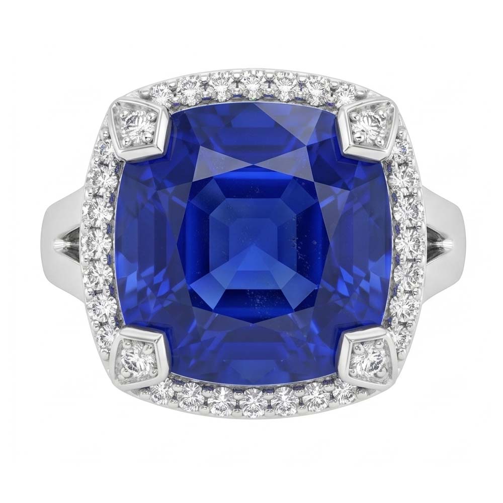 Cushion Sapphire 7 Carat Engagement Ring