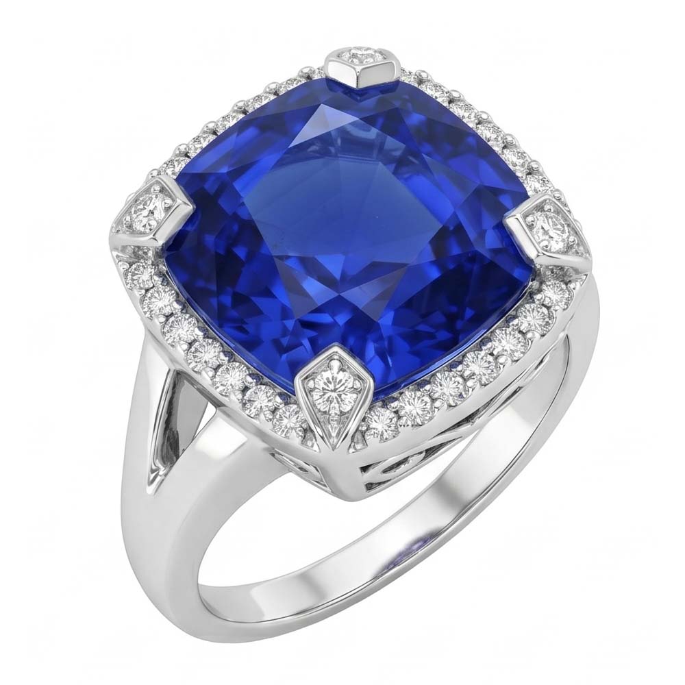 Cushion Sapphire 7 Carat Engagement Ring