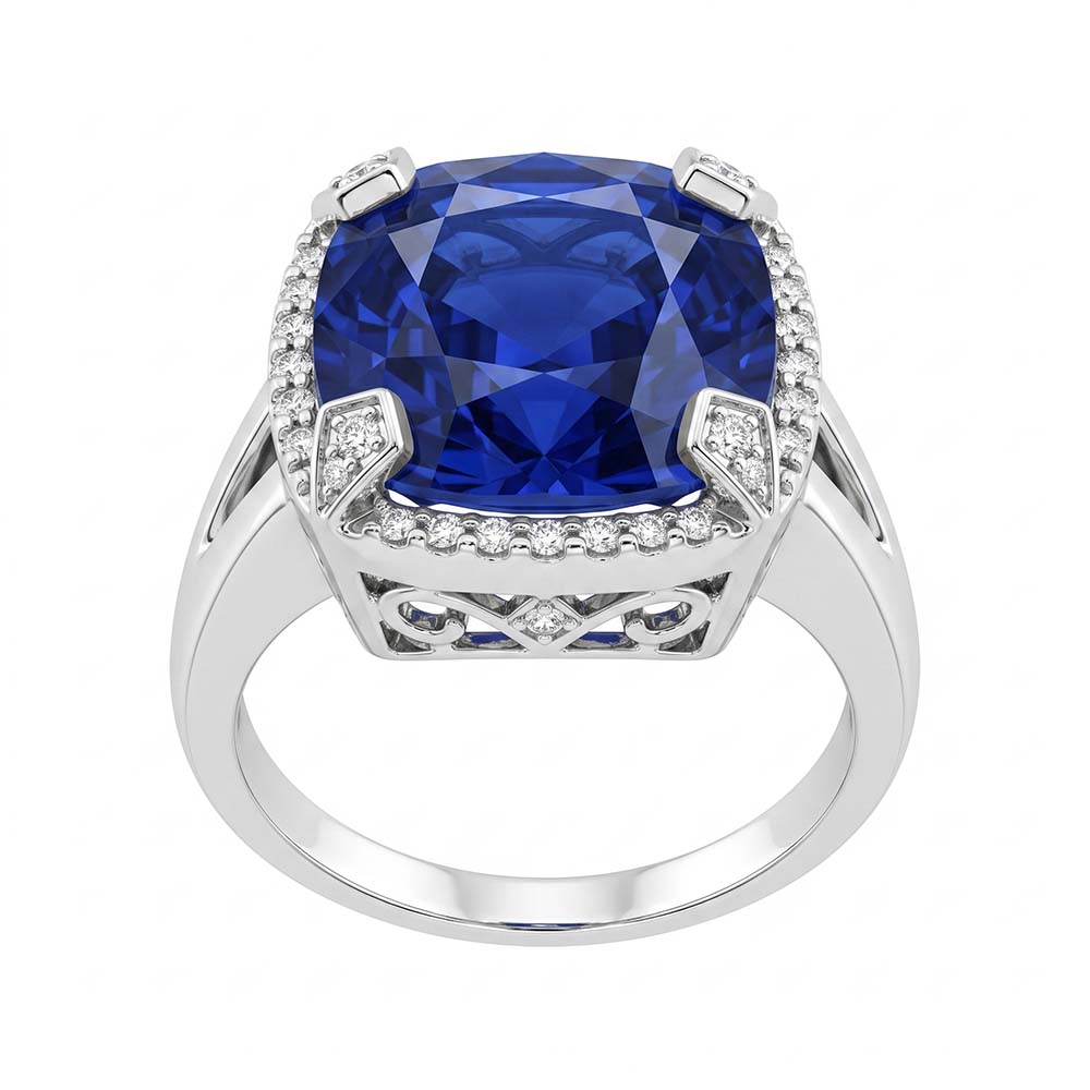 Cushion Sapphire 7 Carat Engagement Ring