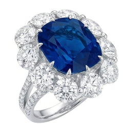 Natural Sapphire Ring 10.50ct - White Gold 14K