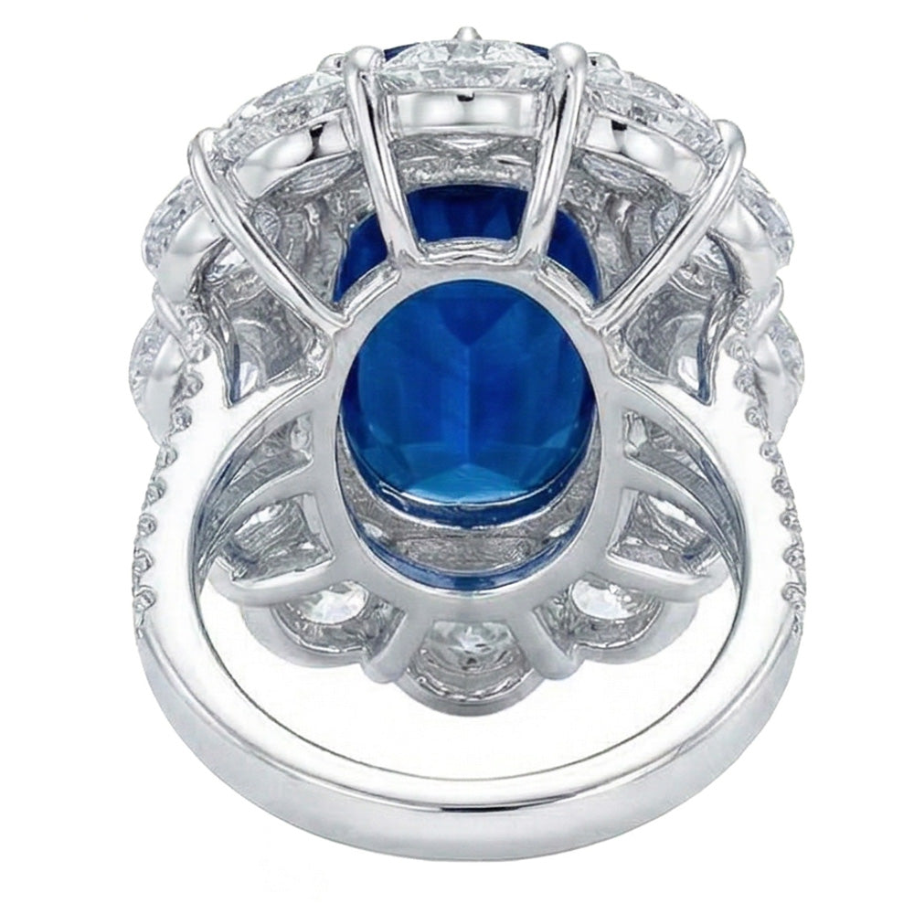 natural round sapphire 10.50ct ring three quarter angle
