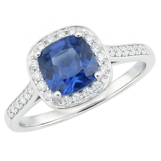 natural round sapphire 3.50ct ring front view
