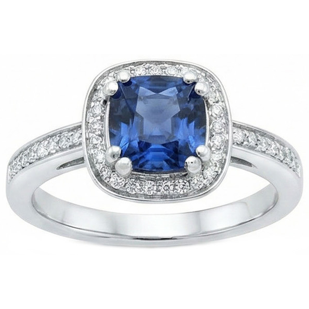 natural round sapphire 1.70ct ring front view