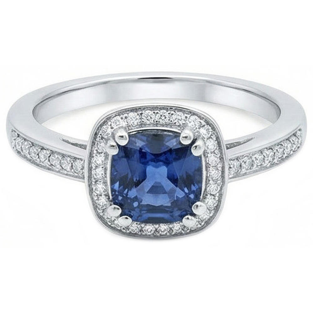 natural round sapphire 1.70ct ring side angle
