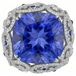 Cushion Sri Lanka Sapphire Natural Earth Mined Diamond ( Not Lab Grown ) s White Gold 14K Ring 8.50 Ct