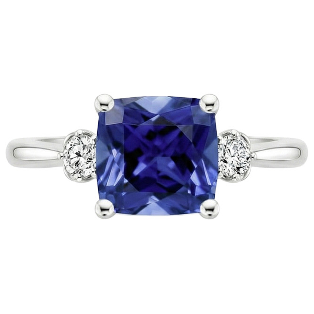natural round sapphire 2.75ct ring top view