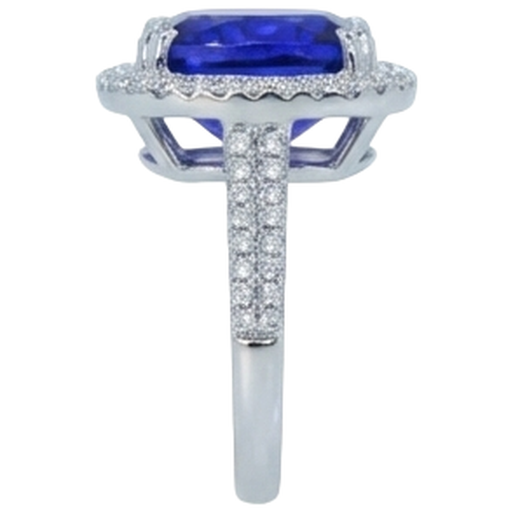 Cushion Tanzanite And Natural Earth Mined Diamond ( Not Lab Grown ) 6.50 Ct Wedding Ring 14K Gold
