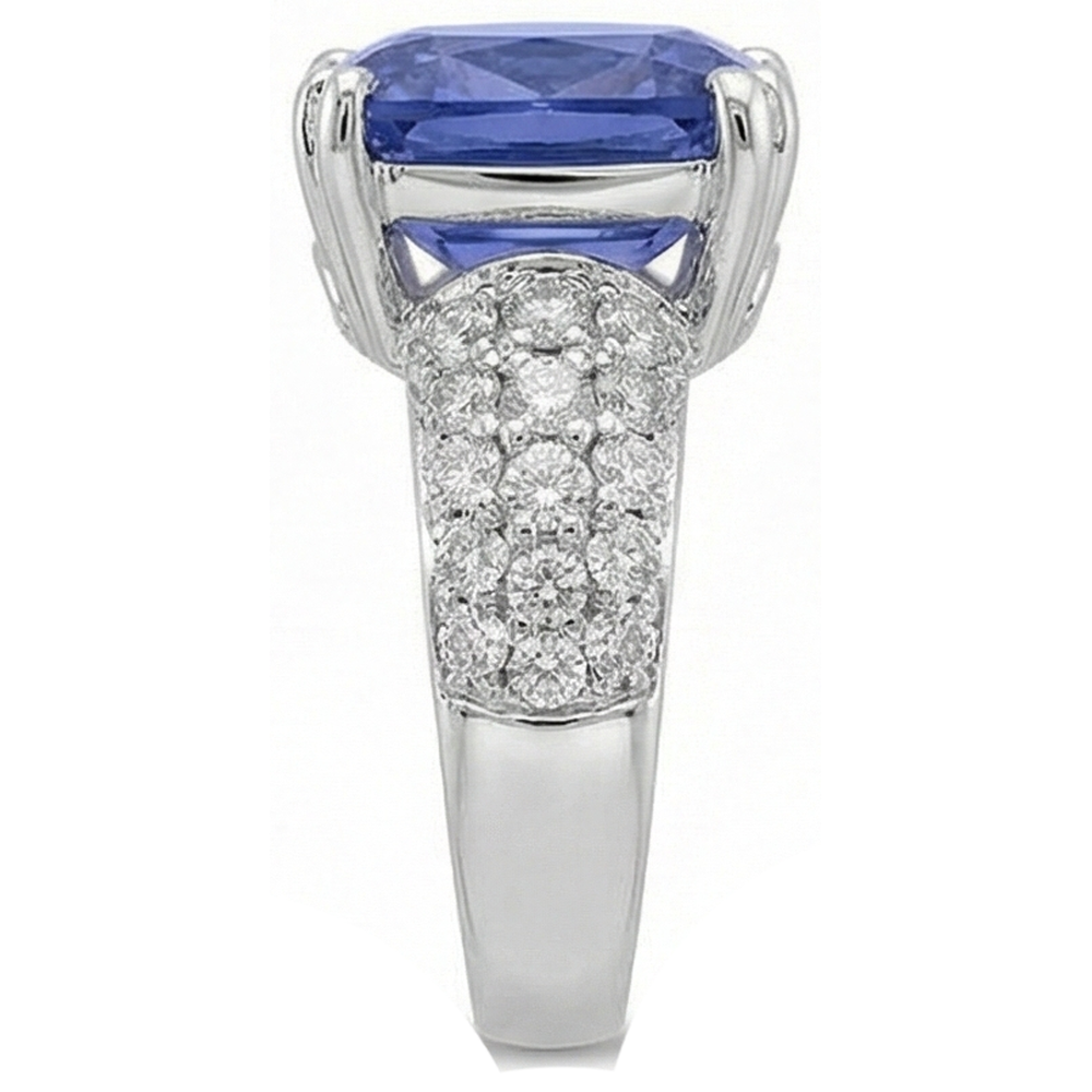 Cushion Tanzanite And Round Natural Earth Mined Diamond ( Not Lab Grown ) s 7.50 Carat Fancy Ring New