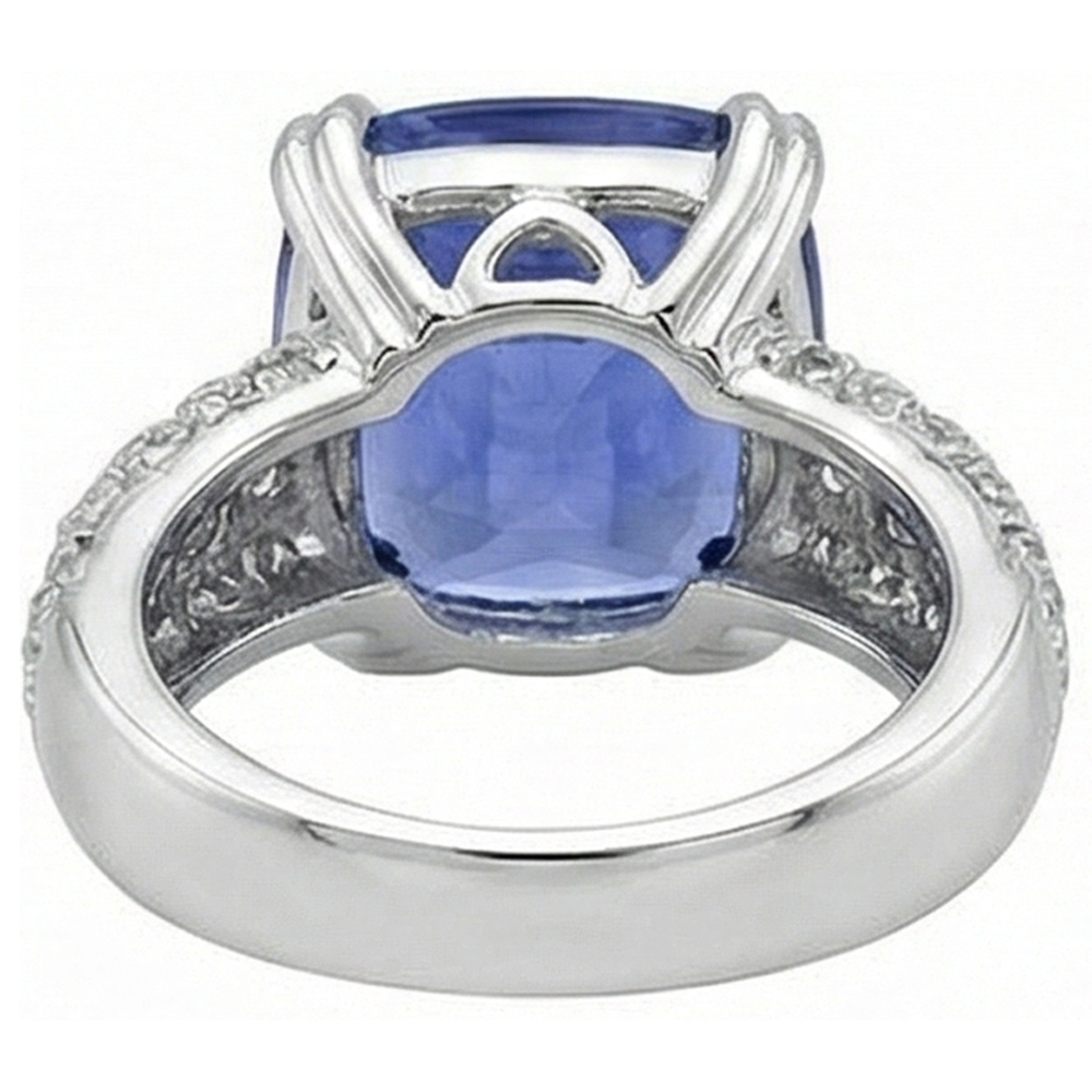 Cushion Tanzanite And Round Natural Earth Mined Diamond ( Not Lab Grown ) s 7.50 Carat Fancy Ring New