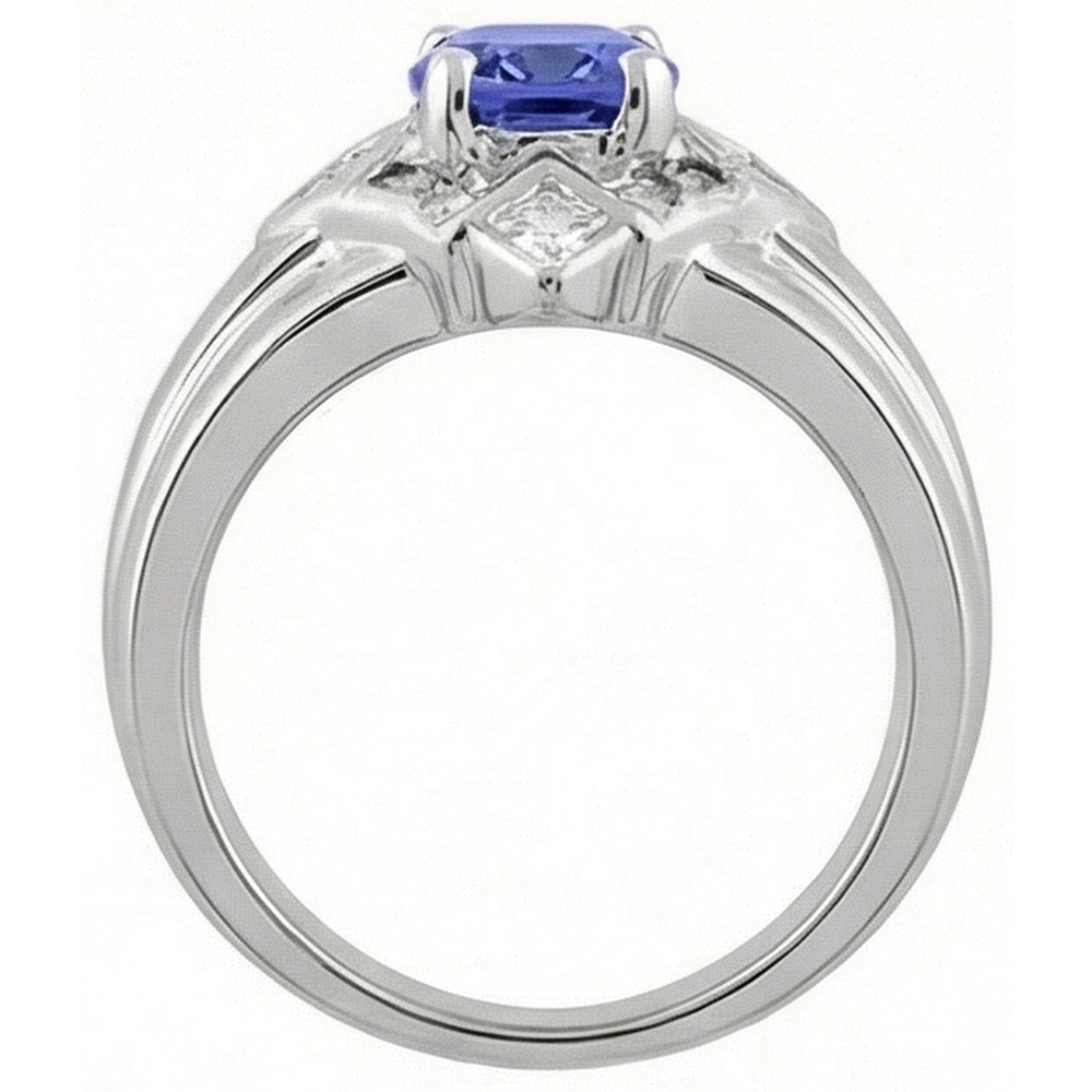 Cushion Tanzanite Natural Earth Mined Diamond ( Not Lab Grown ) s 5 Carats Ring White Gold 14K