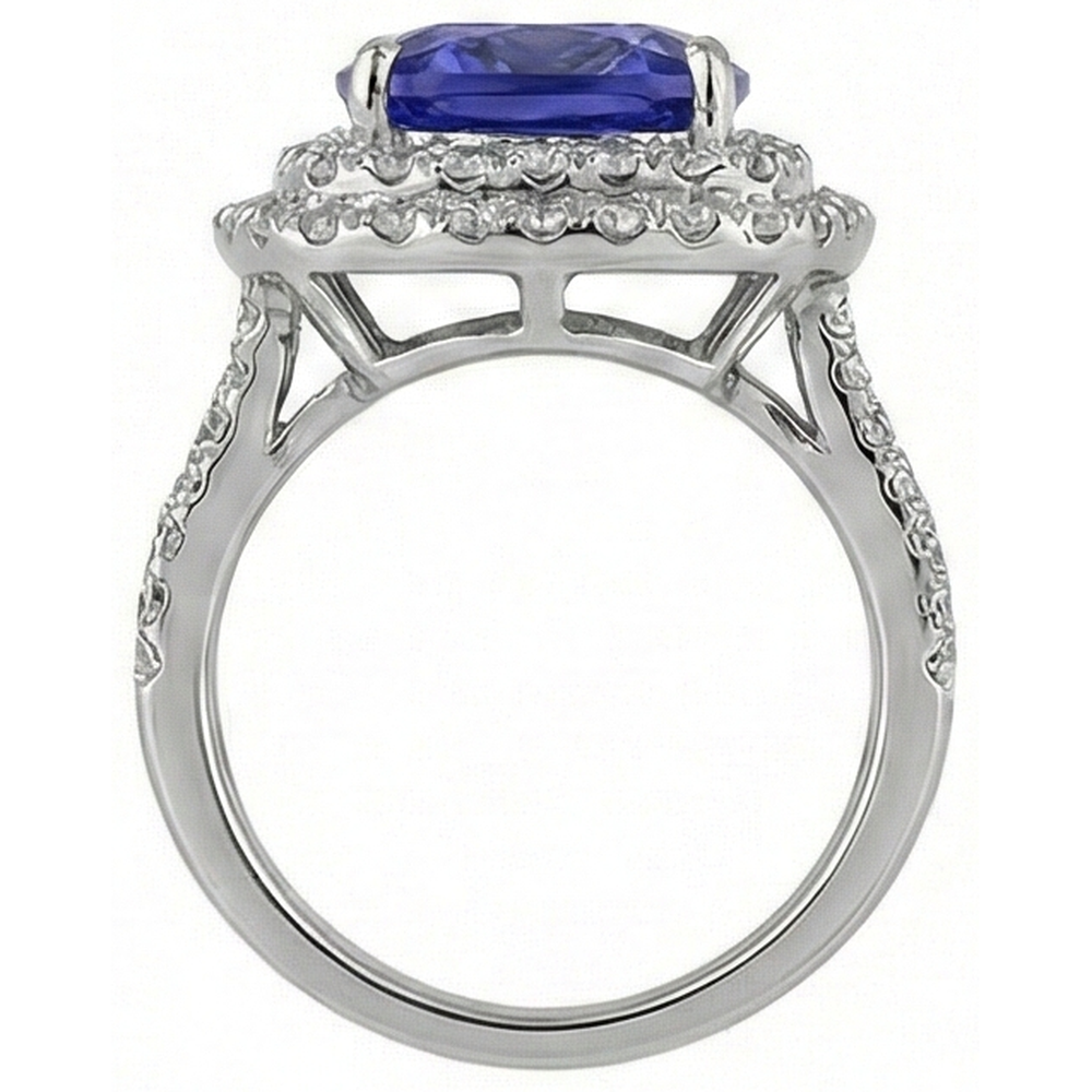 Cushion Tanzanite Natural Earth Mined Diamond ( Not Lab Grown ) s Solitaire With Accents Fancy Ring 7 Carats