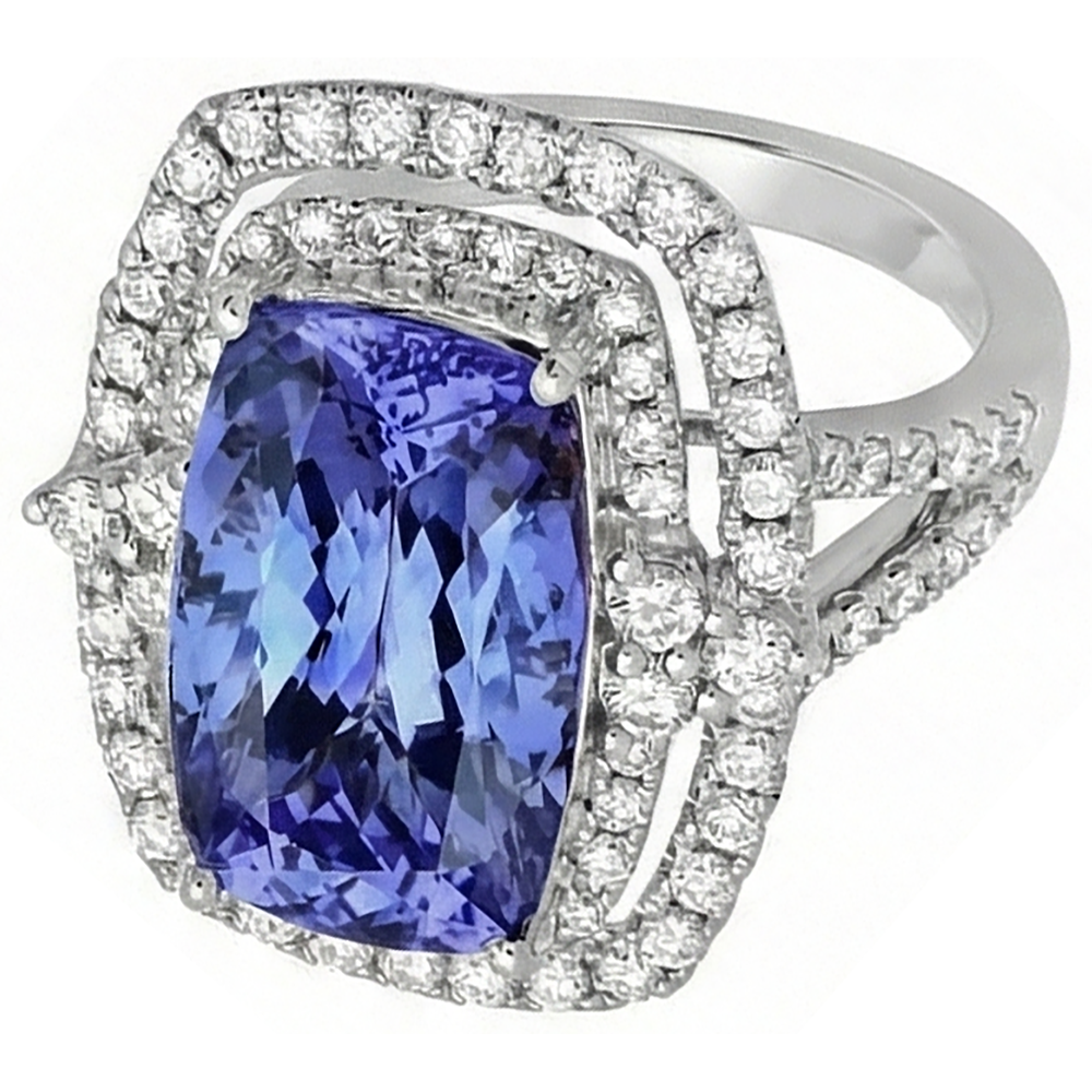 natural round tanzanite 7ct ring side angle