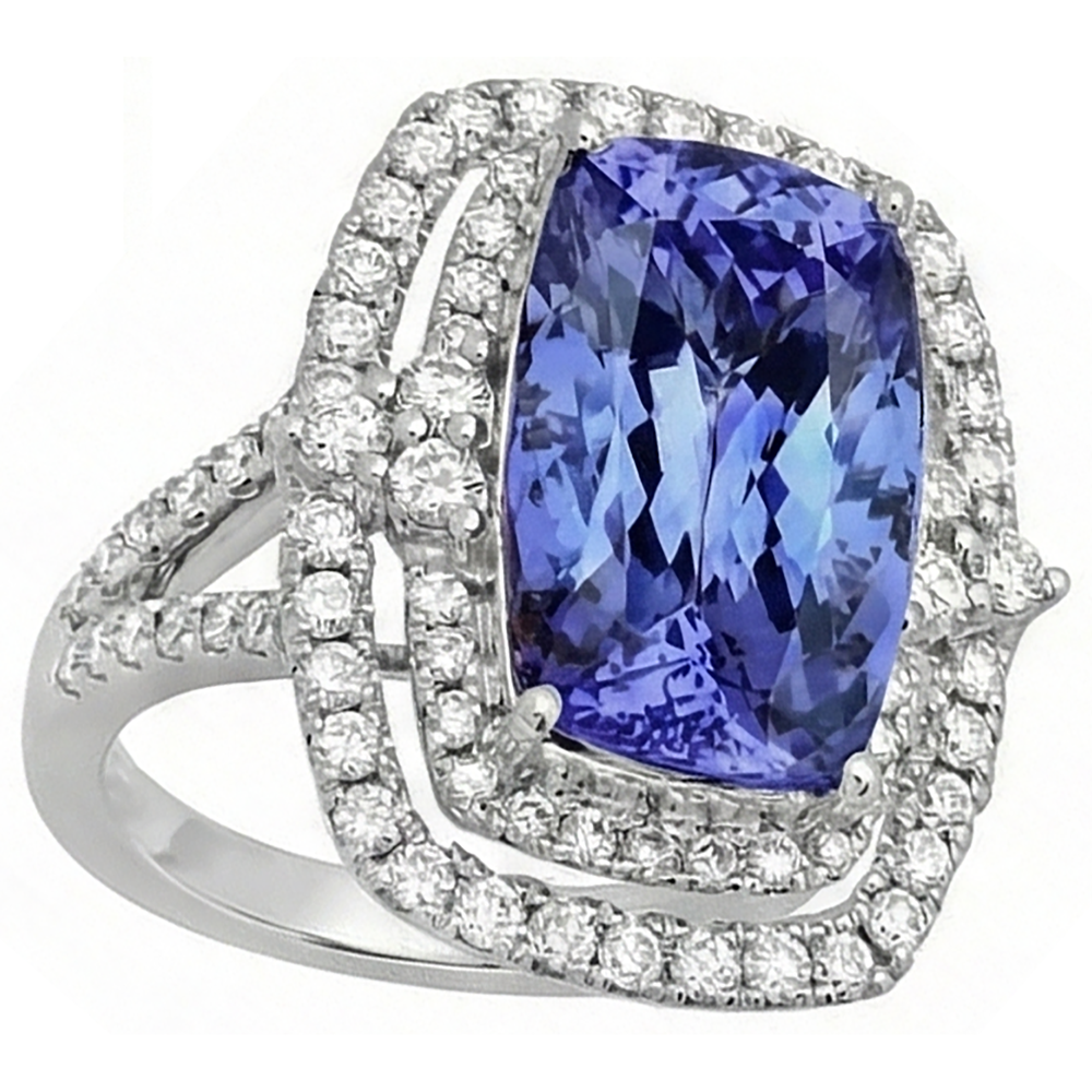 natural round tanzanite 7ct ring top view