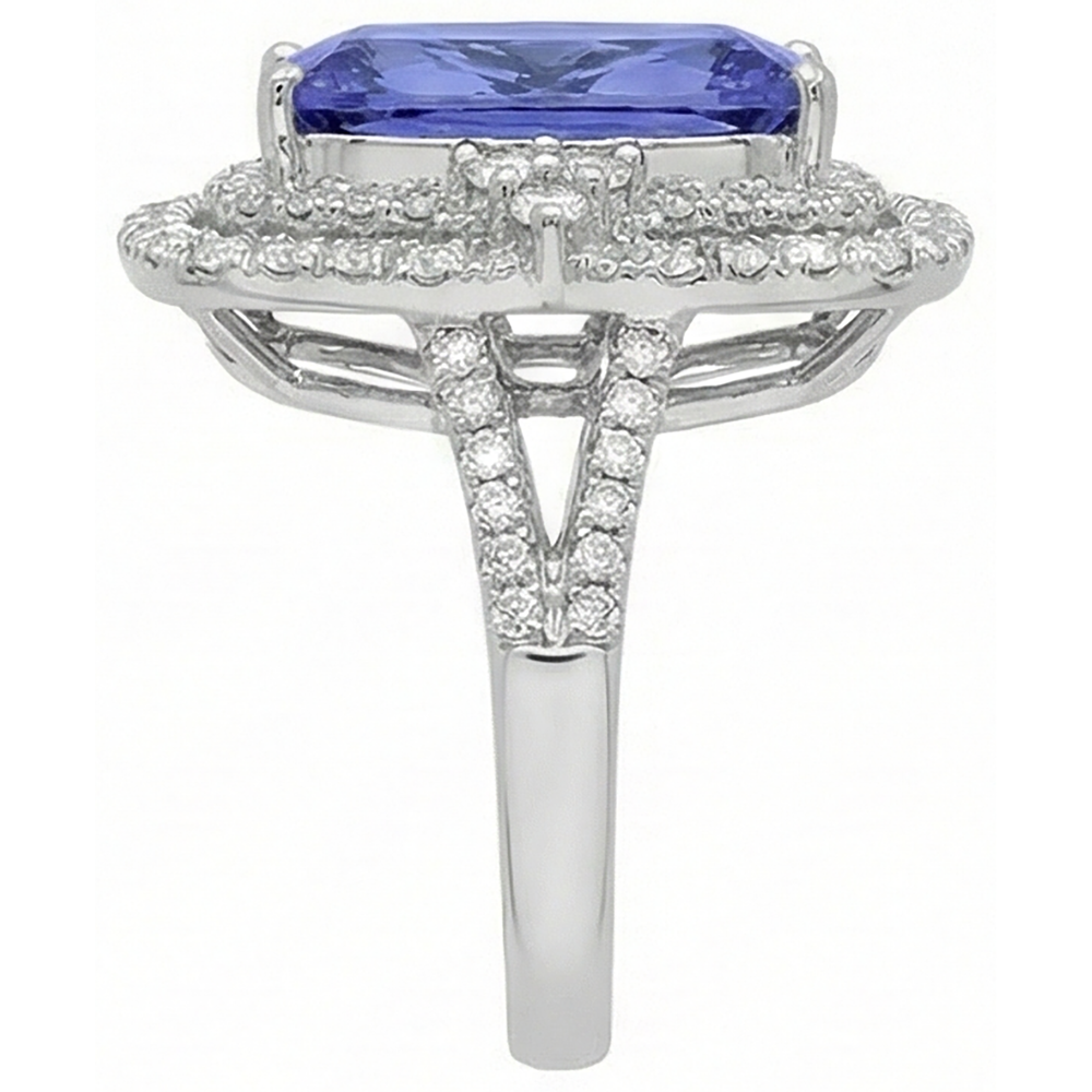 natural round tanzanite 7ct ring profile view