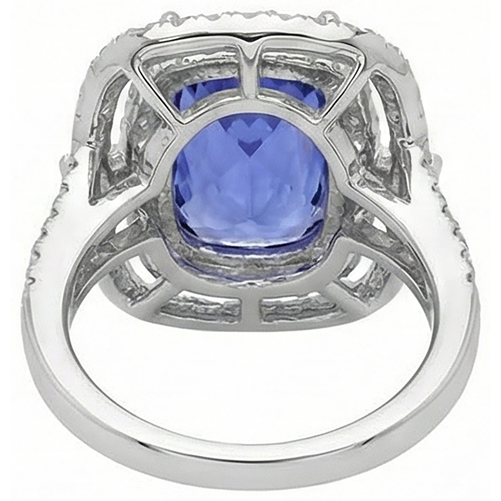 natural round tanzanite 7ct ring with diamond accents