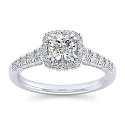 Cushion And Round 2.70 Ct. Natural Diamond Ring Halo