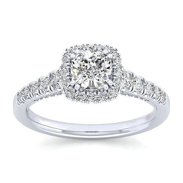 Cushion And Round 2.70 Ct. Natural Diamond Ring Halo