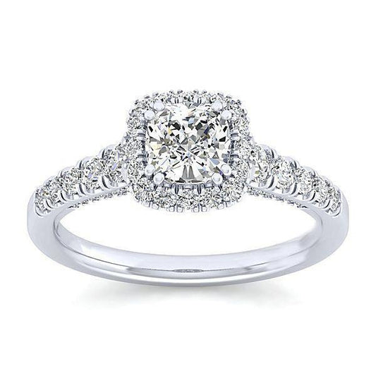 Cushion And Round 2.70 Ct. Natural Diamond Ring Halo