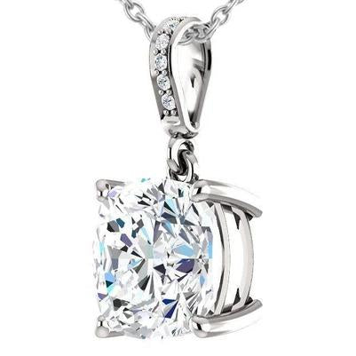 Cushion And Round Cut 3.25 Ct. Genuine Diamond Pendant Necklace Gold 14K