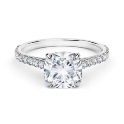 Cushion And Round Cut 3.35 Carats Real Natural Earth Mined Diamonds Engagement Ring New