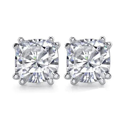 Cushion Big 4 Cts. Natural Diamond Stud Earrings Jewelry