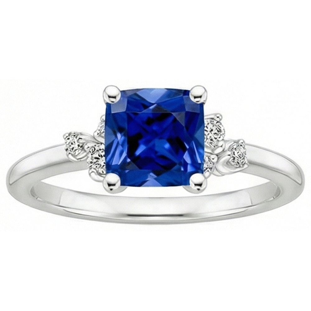 natural round sapphire 2.50ct ring close up detail