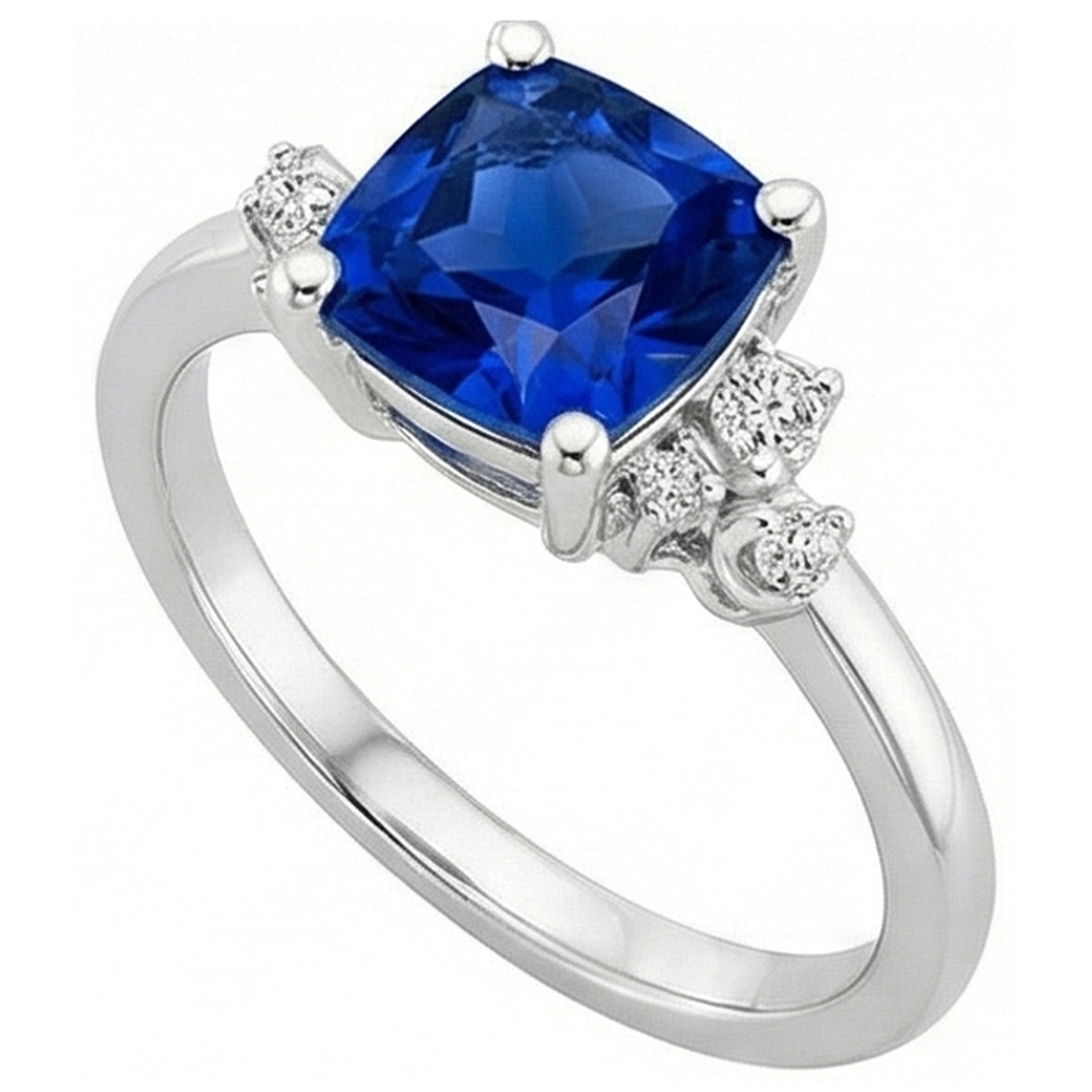 natural round sapphire 2.50ct ring top view
