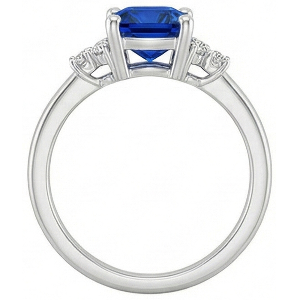 natural round sapphire 2.50ct ring on white background
